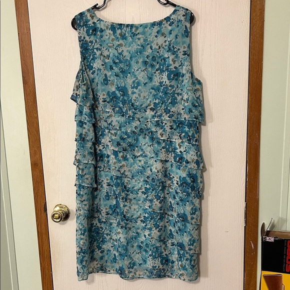 Dress Barn Floral Blue Sleeveless Layered Dress - Picture 2 of 5